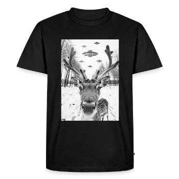 Renne selfie OVNI - T-shirt Premium bio Homme - noir - Devant - Nico (187cm)