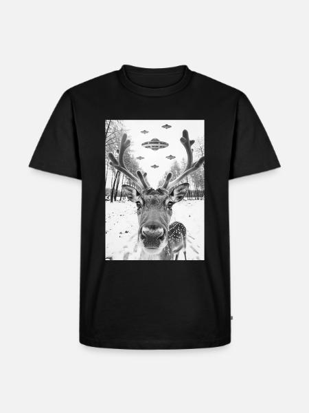 Ufo Selfie Reindeer - Men's Premium Organic T-Shirt - black