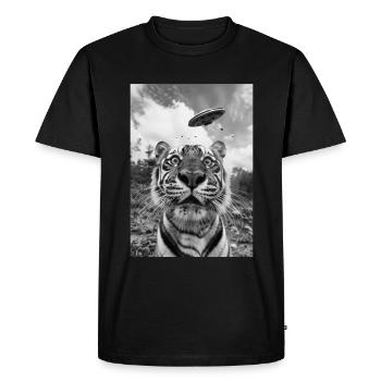 Tigre selfie OVNI - T-shirt Premium bio Homme - noir - Devant - Nico (187cm)