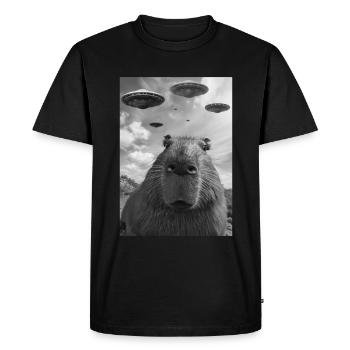 Ufo Selfie Capybara - Men's Premium Organic T-Shirt - black - Front - Nico (187cm)