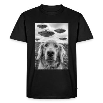 Chien selfie OVNI - T-shirt Premium bio Homme - noir - Devant - Nico (187cm)