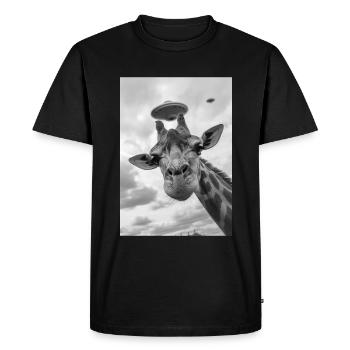 Girafe selfie OVNI - T-shirt Premium bio Homme - noir - Devant - Nico (187cm)