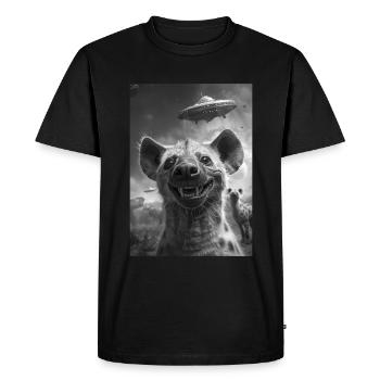 Ufo Selfie Hyena - Men's Premium Organic T-Shirt - black - Front - Nico (187cm)