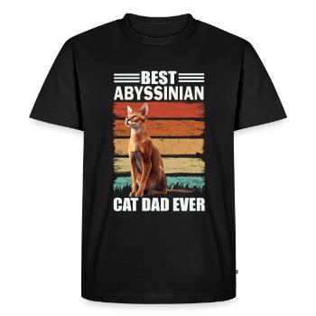 Abyssinian Papa Cat - Men's Premium Organic T-Shirt - black - Front - Nico (187cm)
