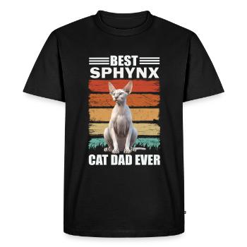 Sphynx Papa Cat - Men's Premium Organic T-Shirt - black - Front - Nico (187cm)