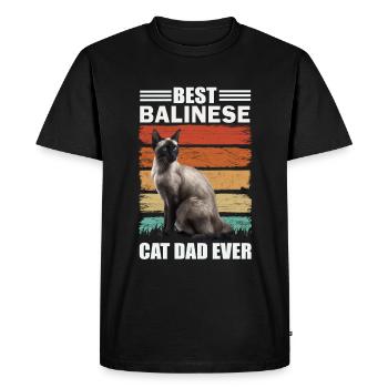 Papa chat balinais - T-shirt Premium bio Homme - noir - Devant - Nico (187cm)