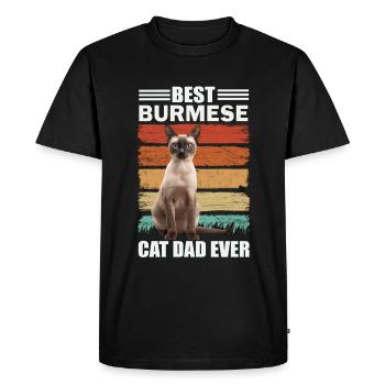 Burmese Dad Cat - Men's Premium Organic T-Shirt - black - Front - Nico (187cm)