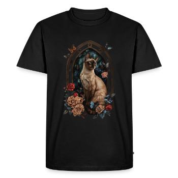 Burmese Cat - Men's Premium Organic T-Shirt - black - Front - Nico (187cm)