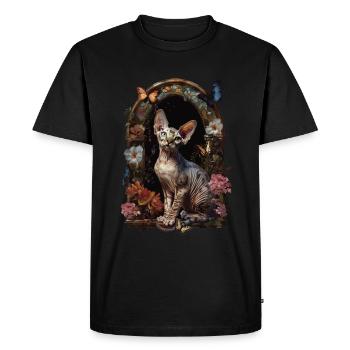 Devon Rex Cat - Men's Premium Organic T-Shirt - black - Front - Nico (187cm)