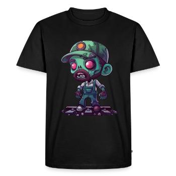 Halloween des cheminots - T-shirt Premium bio Homme - noir - Devant - Nico (187cm)