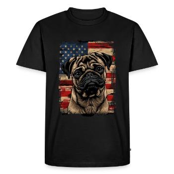 Pug America Usa - Men's Premium Organic T-Shirt - black - Front - Nico (187cm)