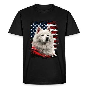 Samoyed America USA - Men's Premium Organic T-Shirt - black - Front - Nico (187cm)