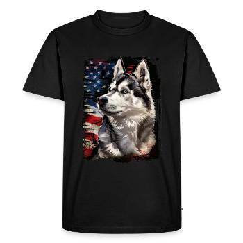 Siberian Husky America Usa - Men's Premium Organic T-Shirt - black - Front - Nico (187cm)