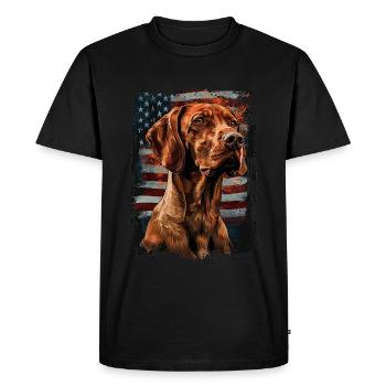 Vizsla-America Usa - Men's Premium Organic T-Shirt - black - Front - Nico (187cm)