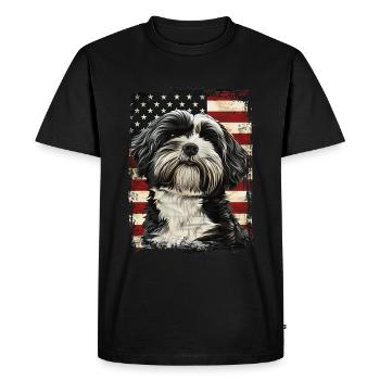 Terrier tibétain Amérique États-Unis - T-shirt Premium bio Homme - noir - Devant - Nico (187cm)