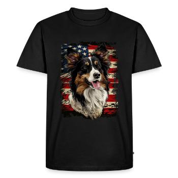 Collie, America Usa - Men's Premium Organic T-Shirt - black - Front - Nico (187cm)