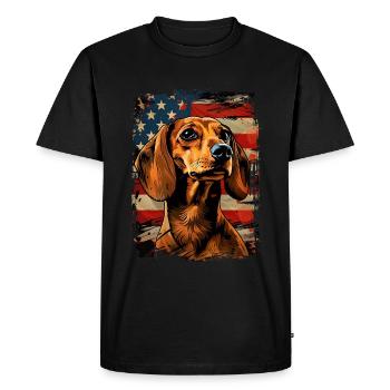 Dachshund America Usa - Men's Premium Organic T-Shirt - black - Front - Nico (187cm)