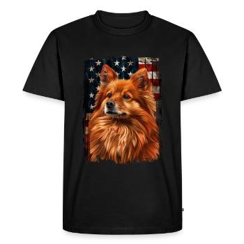 Finnish Spitz, America Usa - Men's Premium Organic T-Shirt - black - Front - Nico (187cm)