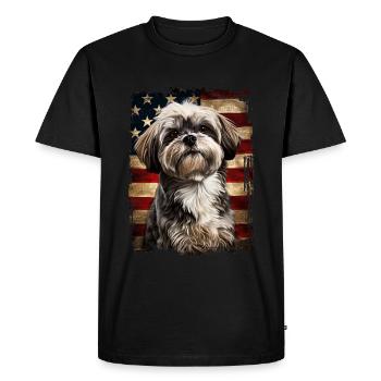 Lhasa Apso America Usa - Men's Premium Organic T-Shirt - black - Front - Nico (187cm)