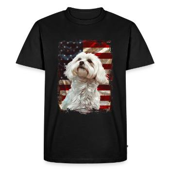 Maltese America USA - Men's Premium Organic T-Shirt - black - Front - Nico (187cm)