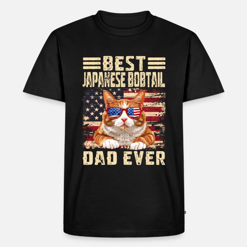 Japanese Bobtail Papa - Männer Premium Bio T-Shirt - Schwarz