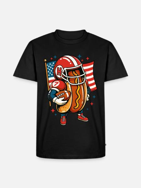 Amerikanskt - Korv rugby - Ekologisk premium-T-shirt herr - svart