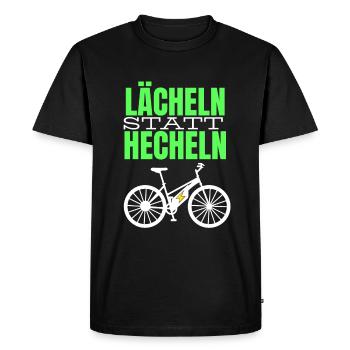 Lächeln statt Hecheln - Männer Premium Bio T-Shirt - Schwarz - Vorne - Nico (187cm)