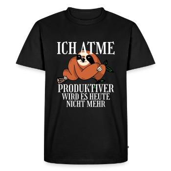 Ich Atme - Männer Premium Bio T-Shirt - Schwarz - Vorne - Nico (187cm)