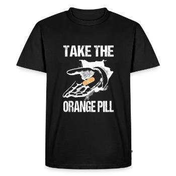 Bitcoin Take The Orange Pill - Men's Premium Organic T-Shirt - black - Front - Nico (187cm)