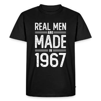 Anniversaire De vrais hommes sont nés en 1967 - T-shirt Premium bio Homme - noir - Devant - Nico (187cm)