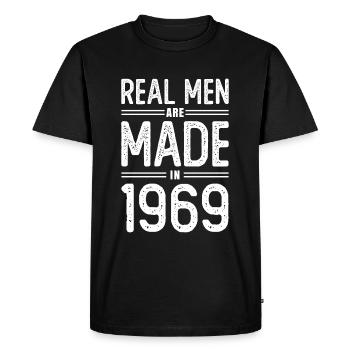 Anniversaire De vrais hommes sont nés en 1969 - T-shirt Premium bio Homme - noir - Devant - Nico (187cm)