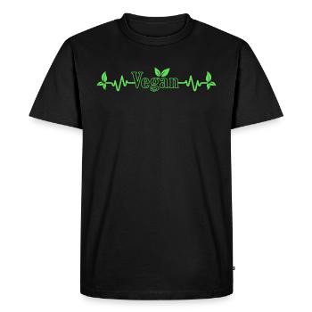 Battement de cœur végétalien avec les feuilles pour les végétaliens - T-shirt Premium bio Homme - noir - Devant - Nico (187cm)