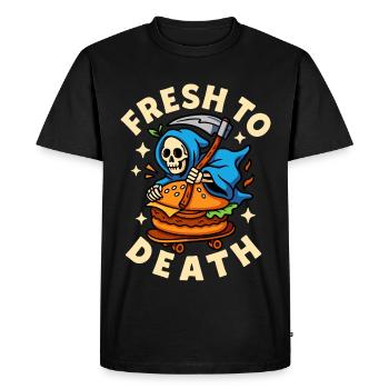 Fresh to Death Burger Reaper - Men's Premium Organic T-Shirt - black - Front - Nico (187cm)