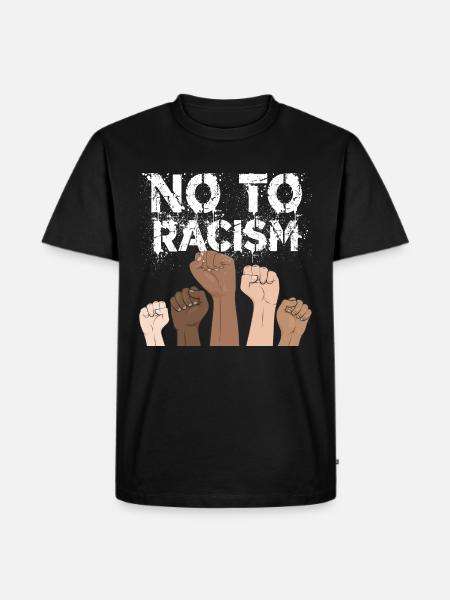 nee tegen racisme vuist - tegen racisme, stop racisme - Mannen Premium Bio T-shirt - zwart