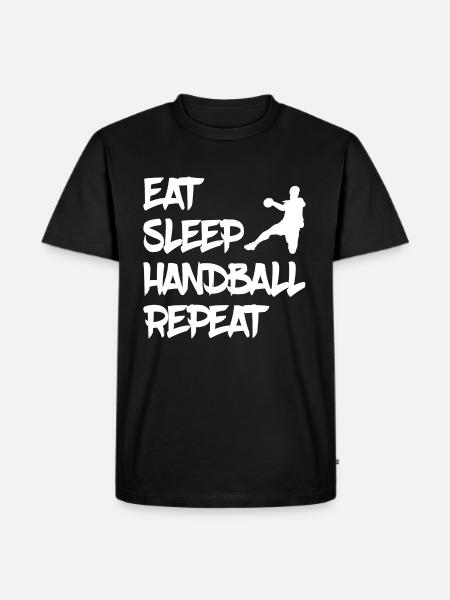 eat sleep handball repeat - Männer Premium Bio T-Shirt - Schwarz