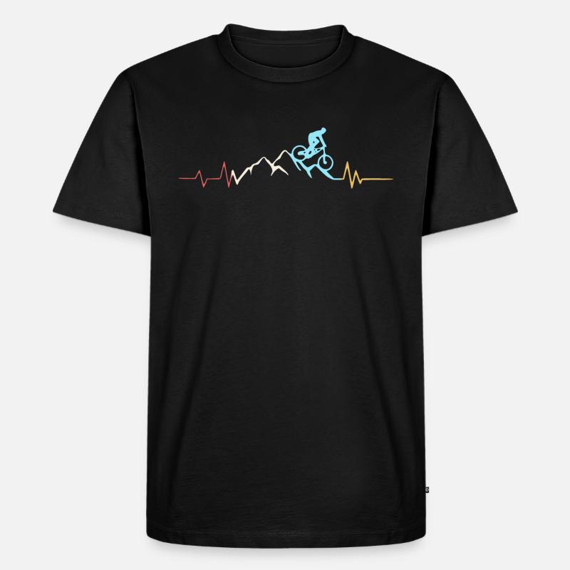 MTB Retro Heartbeat - Männer Premium Bio T-Shirt - Schwarz
