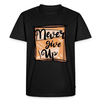 Never give up - N’abandonne jamais - T-shirt Premium bio Homme - noir - Devant - Nico (187cm)