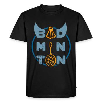 Badminton (Typo-Ball-Racket-Edition) - T-shirt Premium bio Homme - noir - Devant - Nico (187cm)