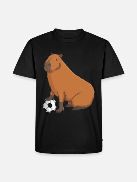 Capibara Voetbal - Mannen Premium Bio T-shirt - zwart