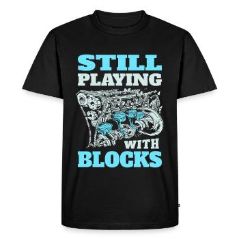 Je joue toujours avec les blocs moteurs - T-shirt Premium bio Homme - noir - Devant - Nico (187cm)