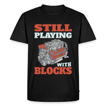 Je joue toujours avec les blocs moteurs - T-shirt Premium bio Homme - noir - Devant - Nico (187cm)