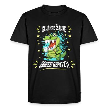 Crocodile Dental Hygiene - Men's Premium Organic T-Shirt - black - Front - Nico (187cm)