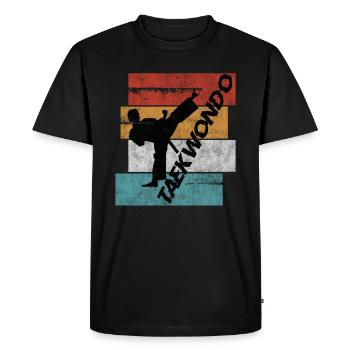 Taekwondo Kick Martial Arts Retro Style - Men's Premium Organic T-Shirt - black - Front - Nico (187cm)