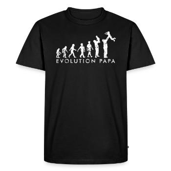 Idée cadeau évolution père et enfant bras fête des pères - T-shirt Premium bio Homme - noir - Devant - Nico (187cm)
