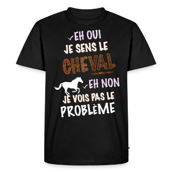 Cheval, je sens l ecurie - T-shirt Premium bio Homme - noir - Devant - Nico (187cm)