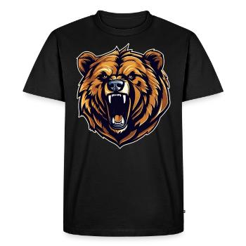 Fier ours rugissant dans un style rétro - T-shirt Premium bio Homme - noir - Devant - Nico (187cm)