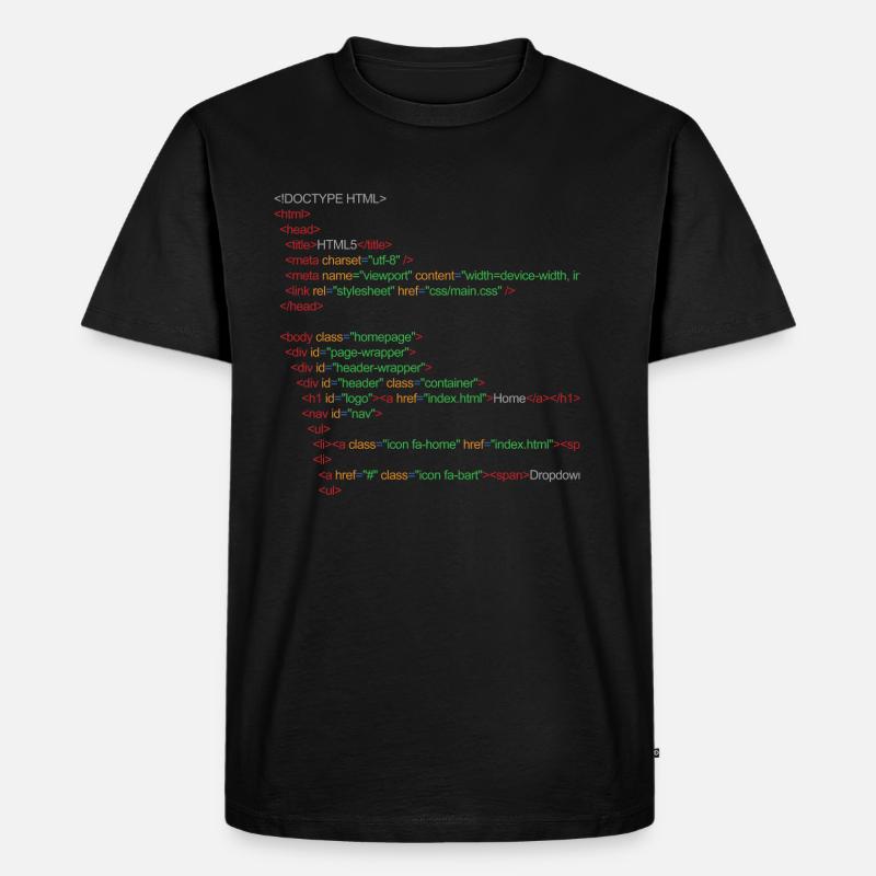 HTML5 code - Men's Premium Organic T-Shirt - black
