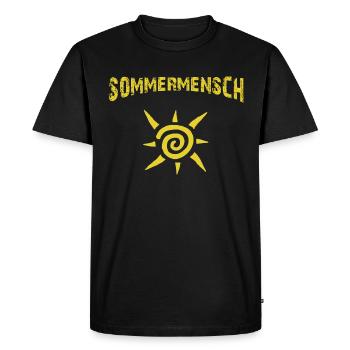 Été humain avec spirale soleil jaune - T-shirt Premium bio Homme - noir - Devant - Nico (187cm)