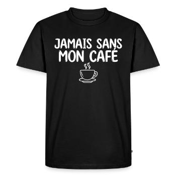 Jamais sans mon café - café matin - T-shirt Premium bio Homme - noir - Devant - Nico (187cm)