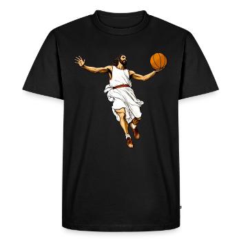Jésus Basketteur / Basketball Jésus - T-shirt Premium bio Homme - noir - Devant - Nico (187cm)